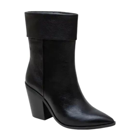 Lisa Vicky Shoes - Lisa Vicky Womens Steady Western Black Leather Block Heel Bootie Size 9M
